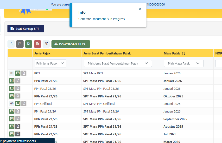 Penyebab Generating Document is in Progress Coretax